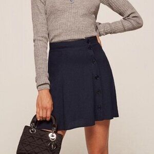 Reformation Delia Mini Skirt in Navy (Sz 6)
